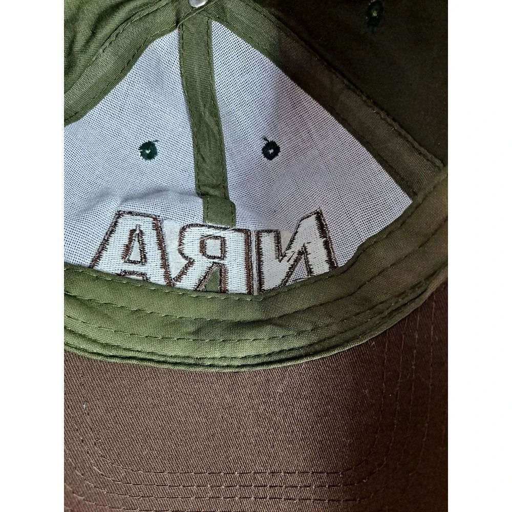 NRA Embroidered Hat Olive Green‎ Brown Baseball Cap Cotton Adult Size